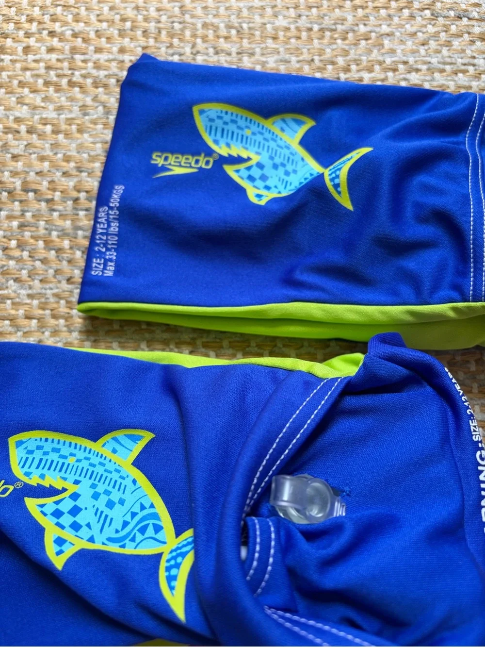 Speedo Boys Blue & Lime Swim Trunks with Fish Graphic